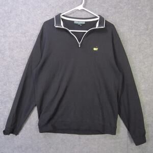 Masters Collection Golf Pullover Mens Large Black 1/4 Zip Cotton Sweatshirt